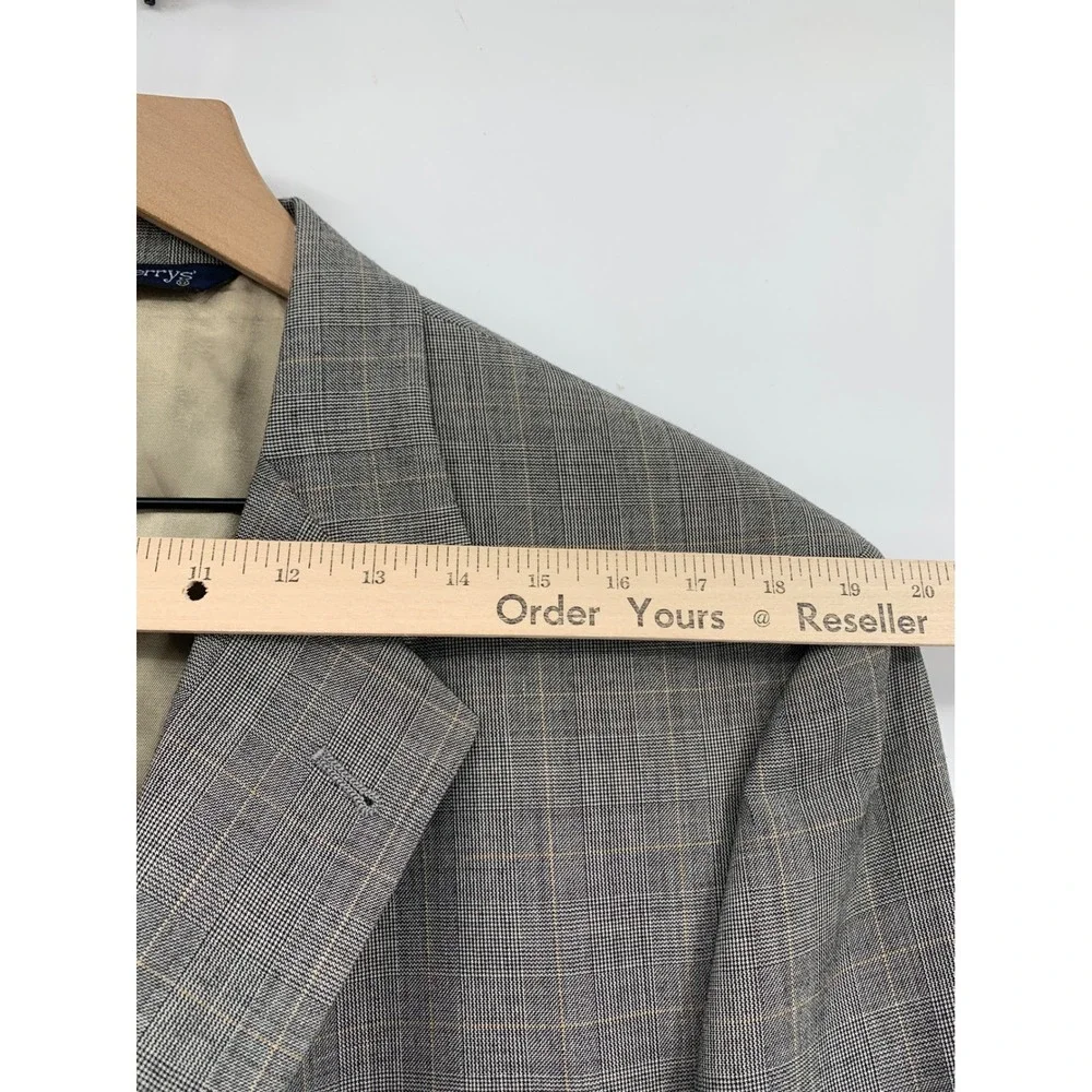 Vintage Burberrys Blazer Mens 44L Gray Plaid Super 100s Wool Made USA